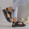 Thick-soled Large-size Hollow Sandals Casual Solid Color Velcro Fish Mouth Shoes Size 35-43