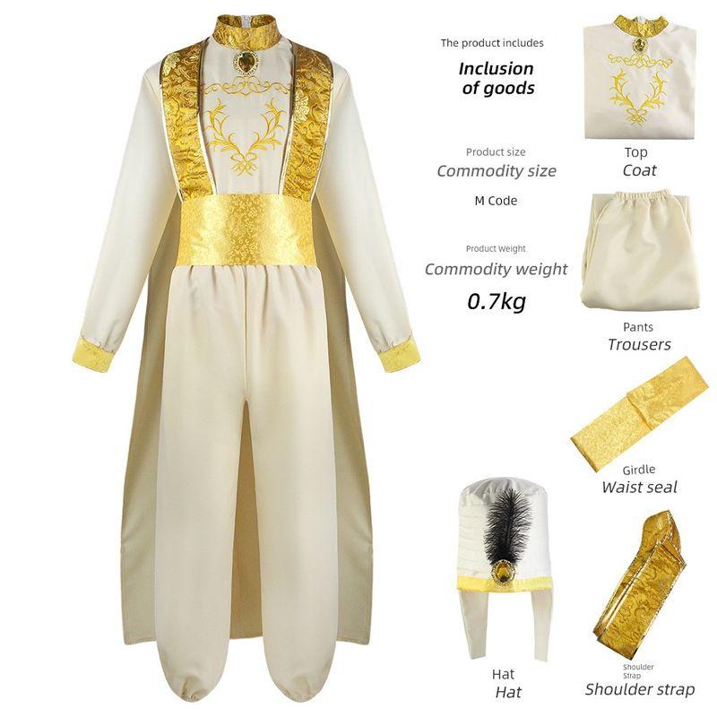 Foreign Trade Magic Lamp Prince Cosplay Costume One Thousand and One Nights Magic Lamp Prince Cosplay Stage Performance Costume Aladdin s Lamp Prince Set Size L