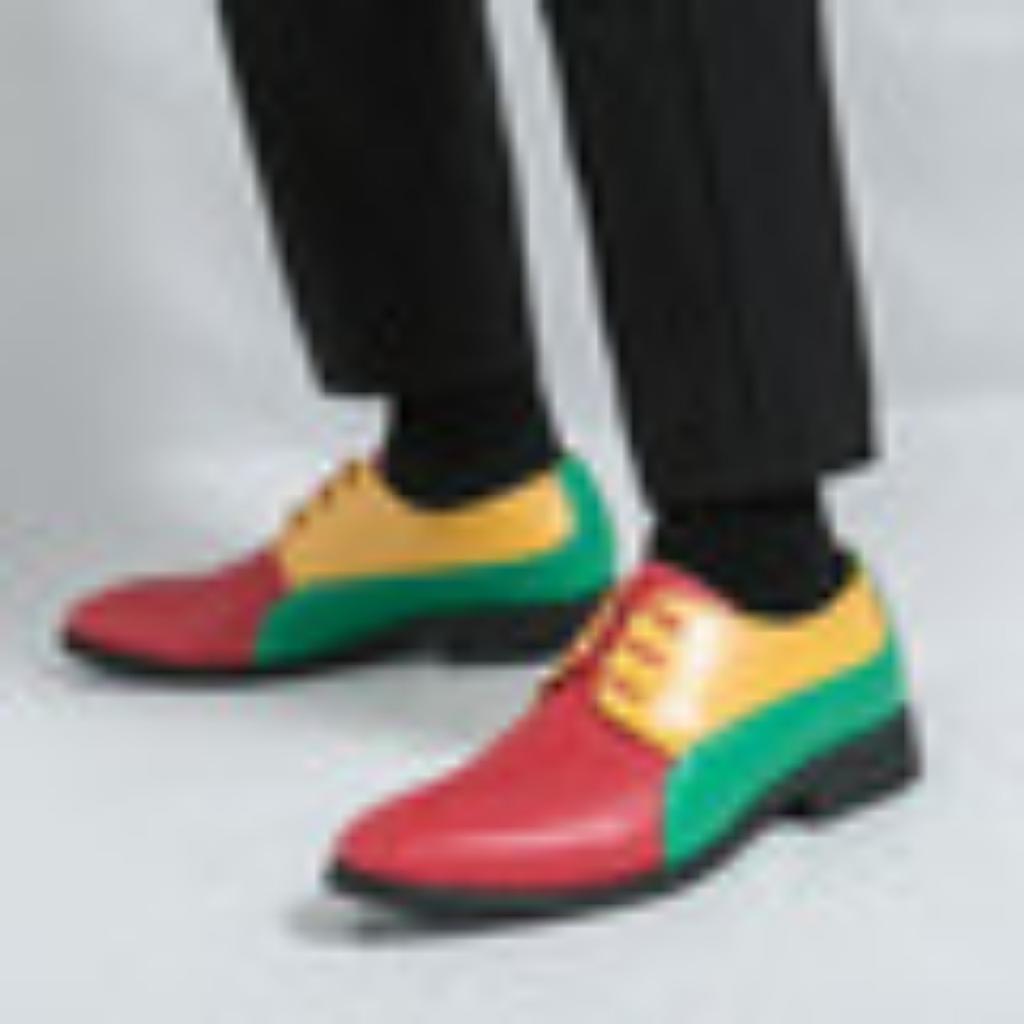 Men's Shoes Large Size Men's Double Color British Business Dress Leather Shoes Retro Casual Shoes Hairstylist Trendy Shoes Men