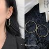 Double Layer Geometric Hoop Earrings - Women's Light Luxury Versatile Ear Cuffs, European & American Style, Exaggerated Circle Dangles Jewelry.