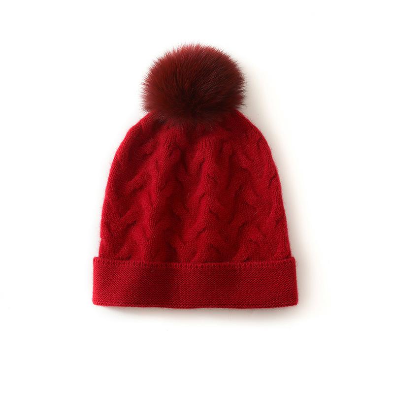 Cashmere 2025 Women s Pom-Pom Cable Knit Hat - Warm, Thick, Fashionable Winter Accessory One Size