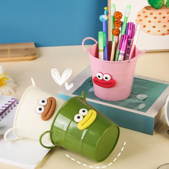Cartoon Pen Holder Large Capacity Storage Bucket for Pens Pencils Markers Crayons Desktop Storage Box Organizer for Home Office