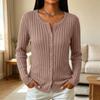 Top Cárdigan de Manga Larga Acanalado Cepillado de Color para Mujer para Uso Casual en Otoño Invierno