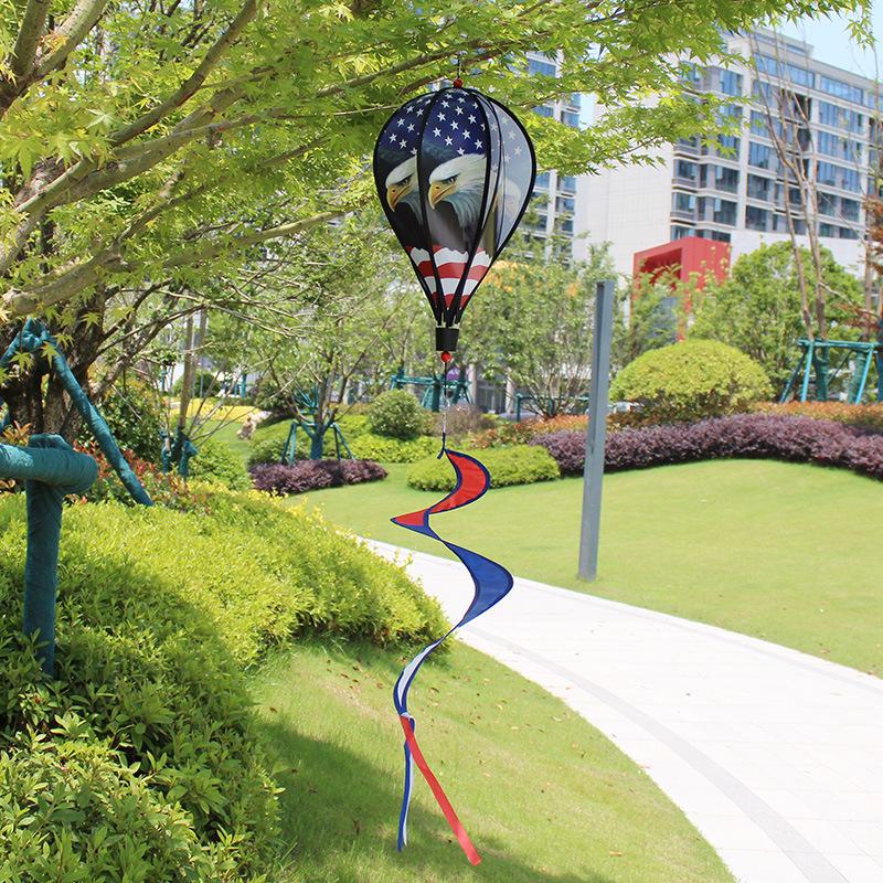 Rainbow Hot Air Balloon Garden Wind Spinner Ornament