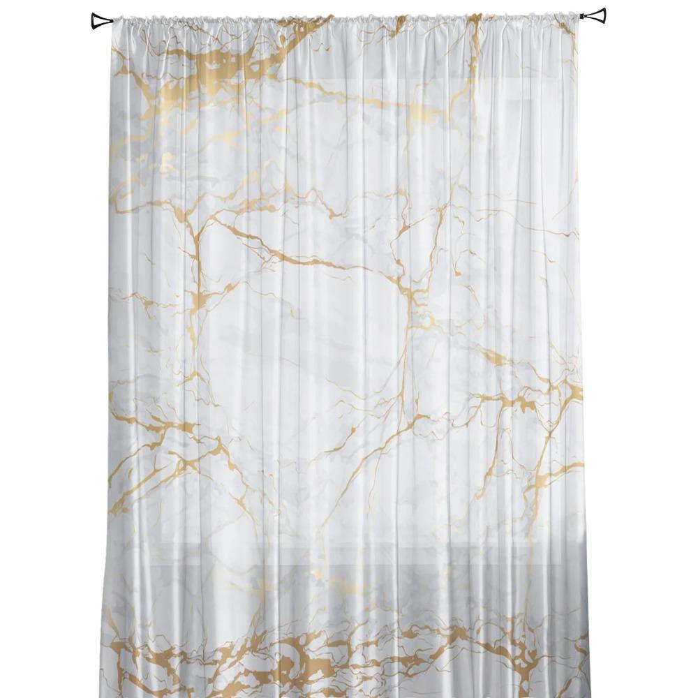 Marble Sheer Curtain Window Tulle For Living Room Cafe Bedroom Kitchen Chiffon Sheer Window Treatment Decorations