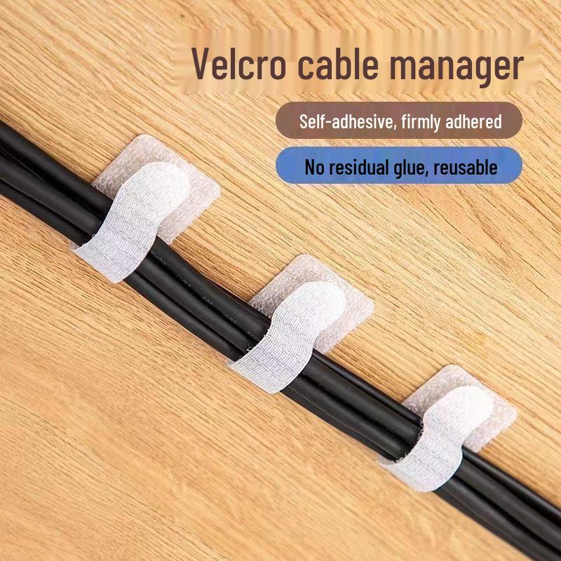 Self-Adhesive Velcro Cable Organizer for Desktop Storage