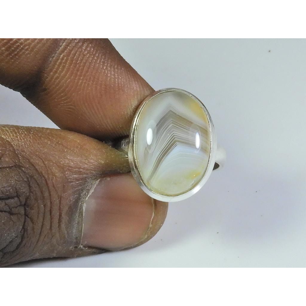 Natural Botswana Agate 925 Solid Sterling Silver Ring Size US-7 PG-180