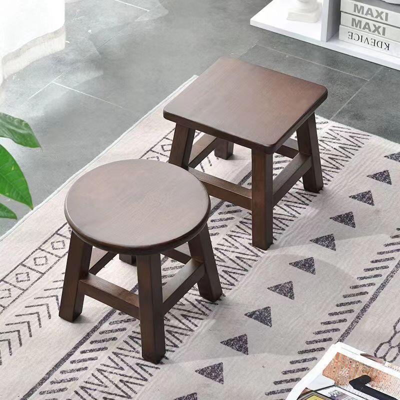 Walnootkleurig Massief Hout Kleine Kruk Moderne Chinese Woonkamer Schoenenwisselkrukjes Huishoudelijke Voetensteun Huismeubilair