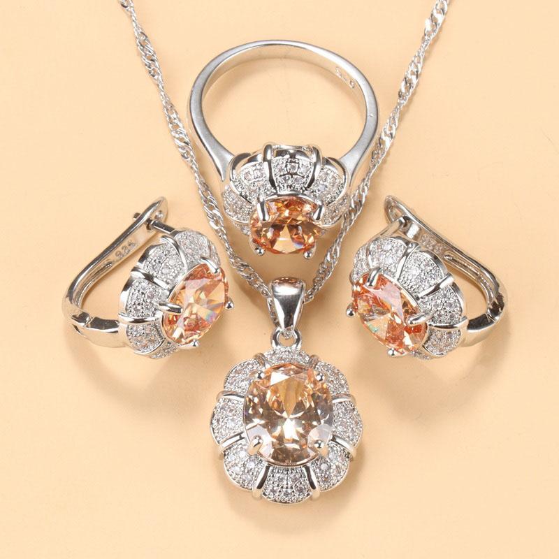 Elegant Women Magic Zirconia Jewelry Luxury Wedding Ring Set Ring Clip Earrings Necklace And Pendant