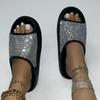 Womens Fashion Platform Rhinestone Decor Slide Sandals Outdoor Non Slip Beach Slippers