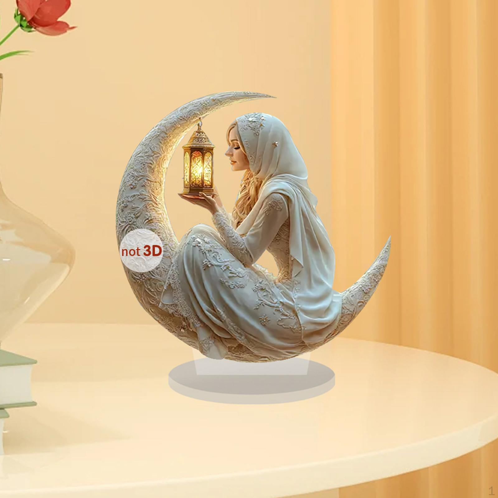 

2D Рамадан Украшение Ид Мубарак Акриловый Декор Плоский Настольный Орнамент Луна Знак с Основанием для Исследования Style D