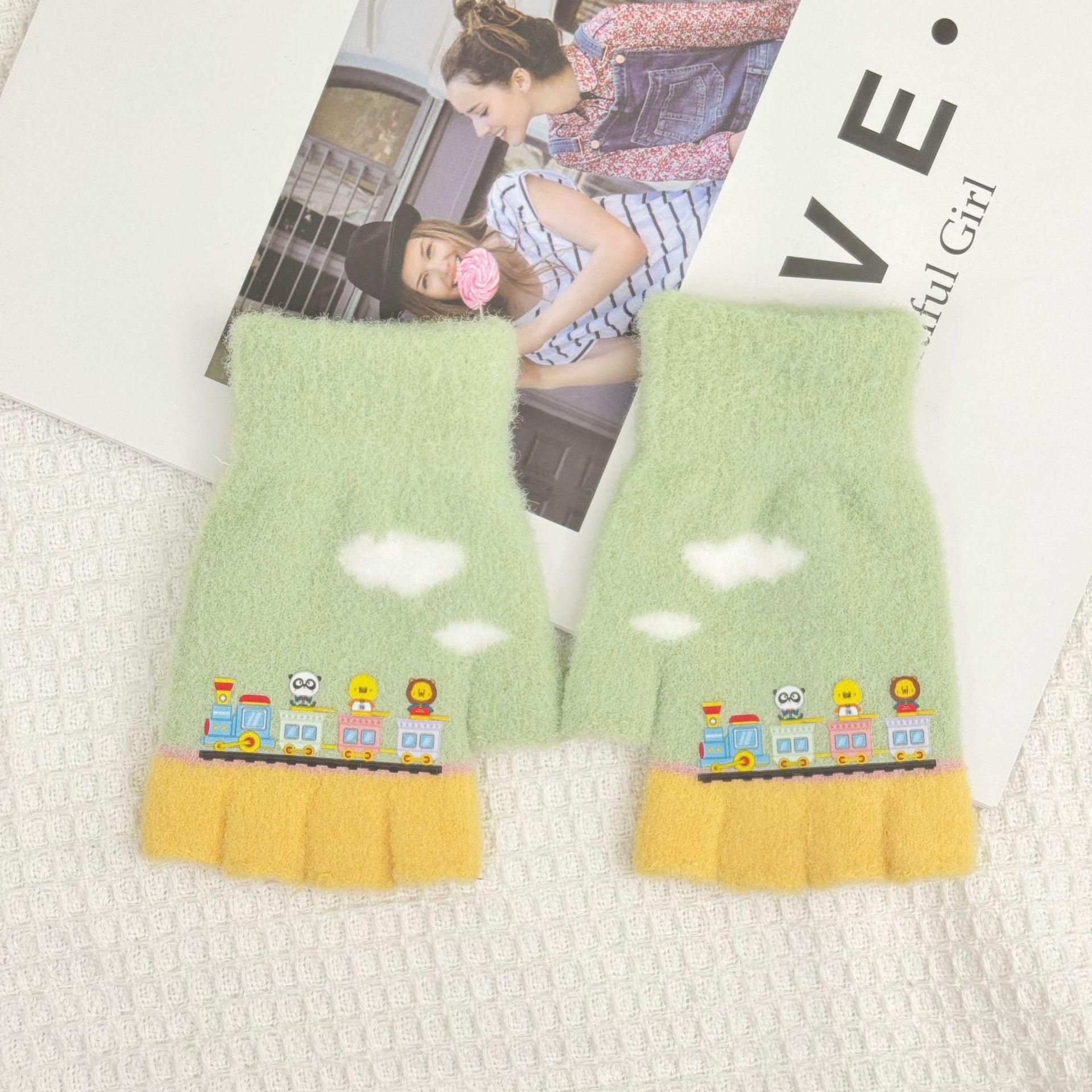 

Милые зимние вязаные перчатки-паровозики - Ветрозащитные и теплые для взрослых светло-зеленый