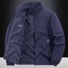 Men's Casual Jacket Stand Collar Loose Solid Color Zipper Pocket Cardigan Top