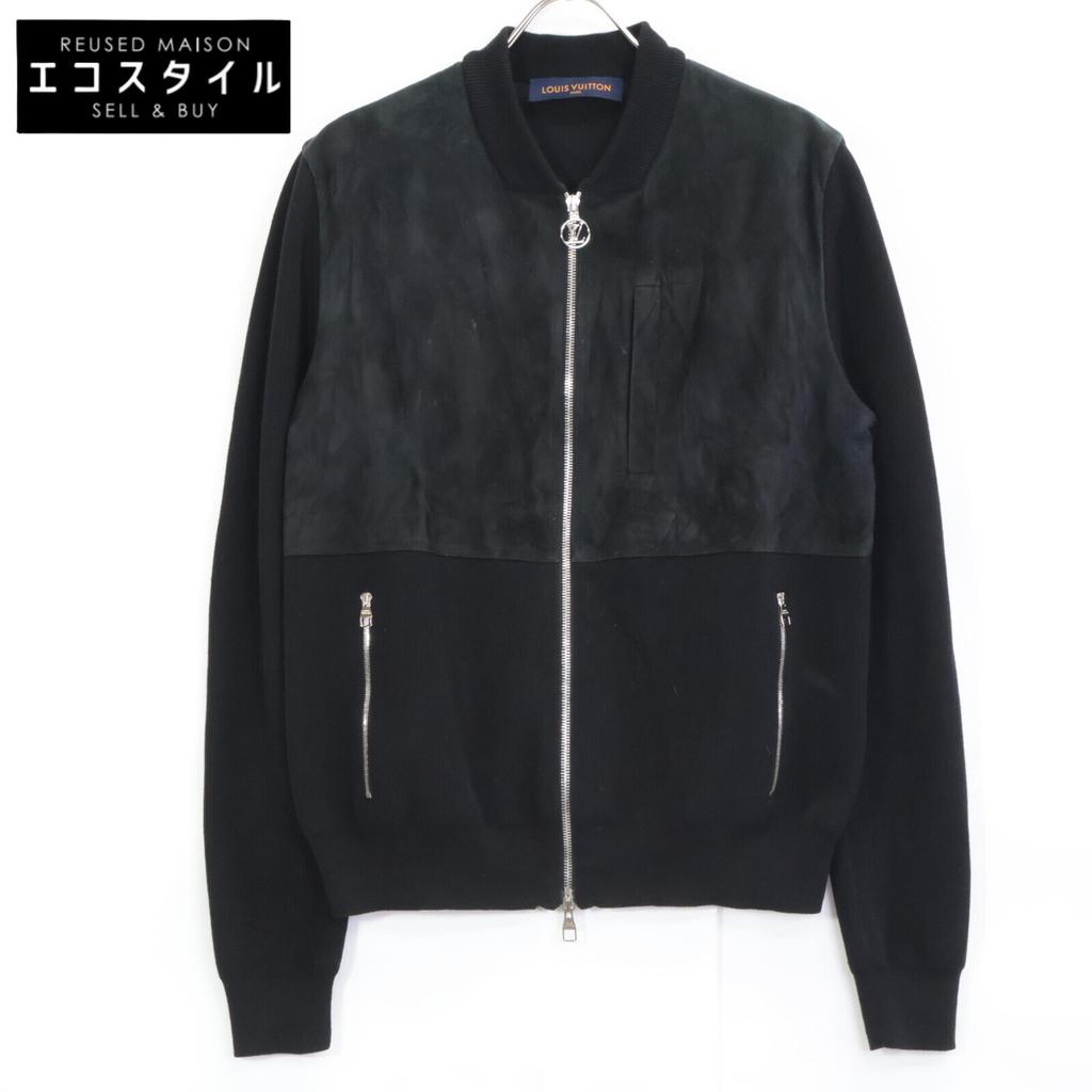 LOUIS VUITTON Domestic genuine HEN08WF96 lambskin suede cotton knit zip-up Jacket M blackUsed