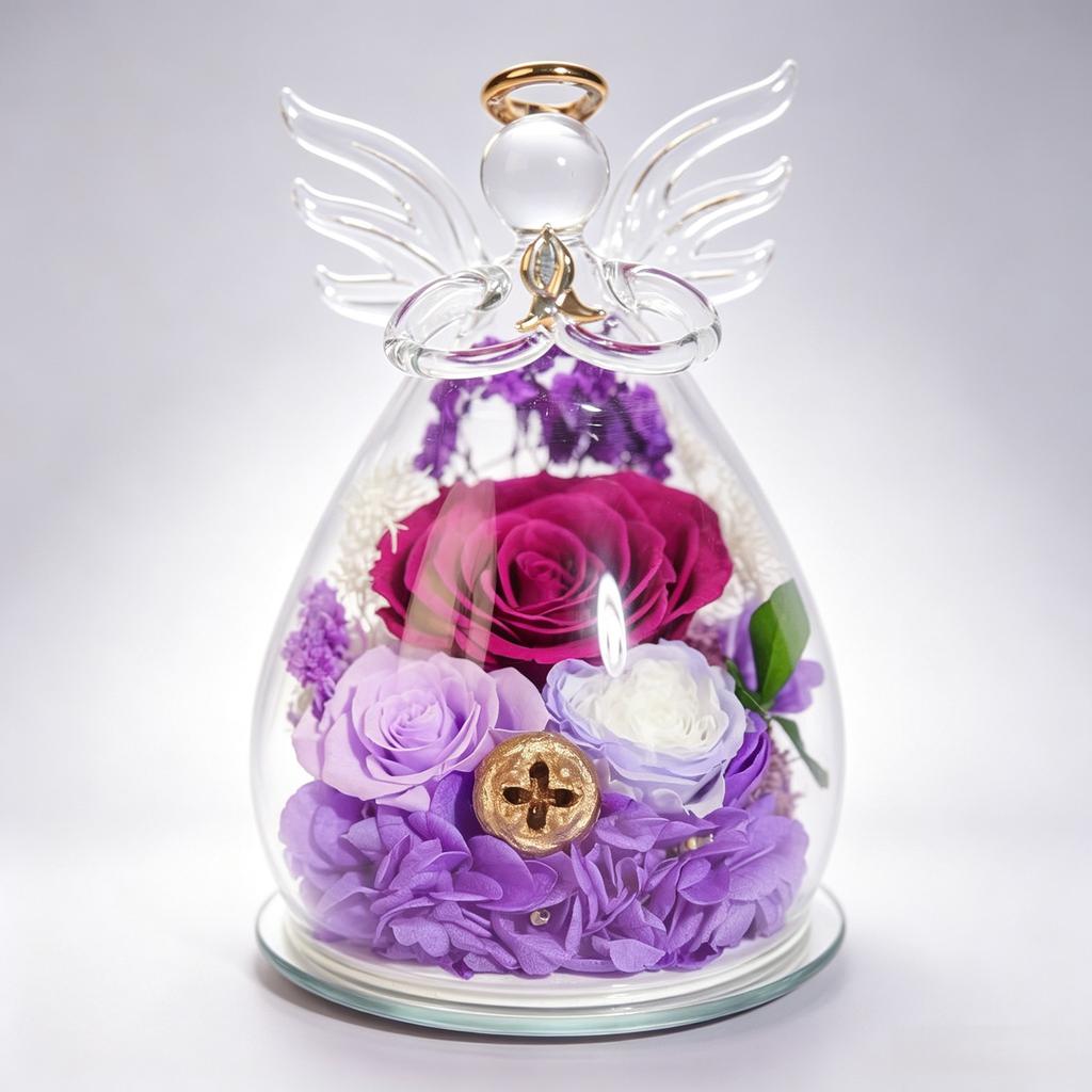 Hot-selling Angel Eternal Flower Glass Cover Eternal Flower Gift Box Finished Eternal Rose Ornament Spot