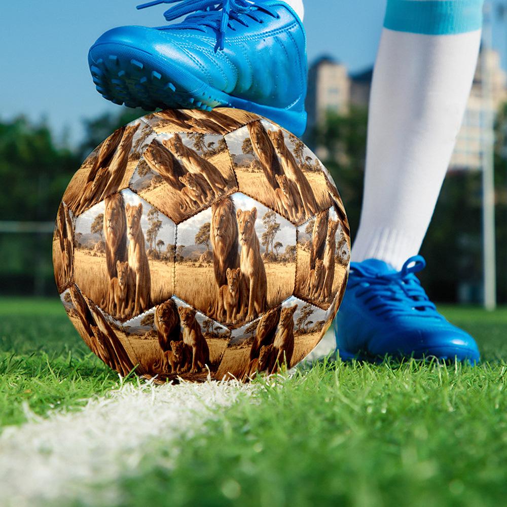 1pc Lion Family Wild Size 5 Soccer Ball Professional Match Training Football Indoor &Outdoor Sports Ball Lightweight Durable c6591