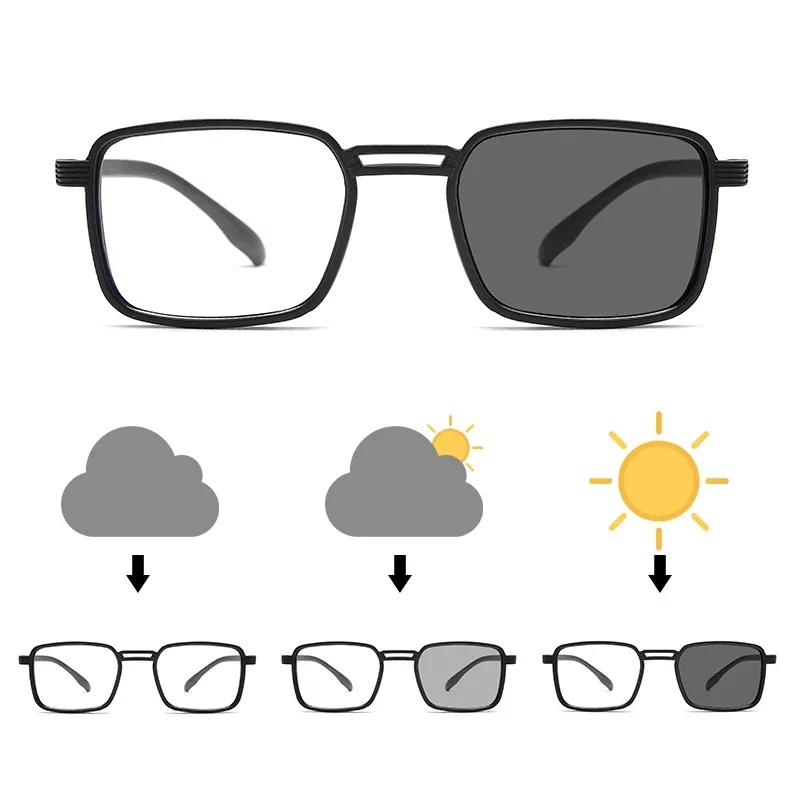 Photochromic Glasses Fashion Trend Anti-blue Light Near Sight Glasses Outdoor Anti-collision Sunscreen Glasses