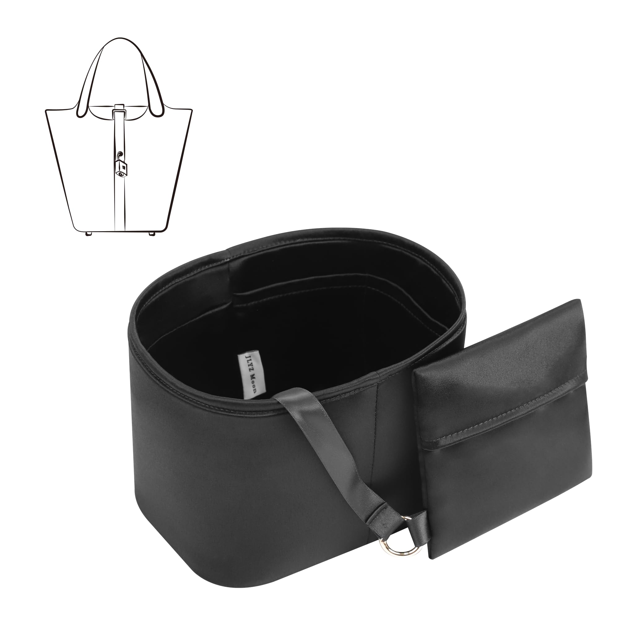 

JLYZ Moon Picotin Внутренняя сумкаСумка-в-сумке Набор (Набор из 2 предметов с органайзером для сумки и чехлом для хранения) Шелковая ткань, совместимая с Picotin 22 мм (черный)