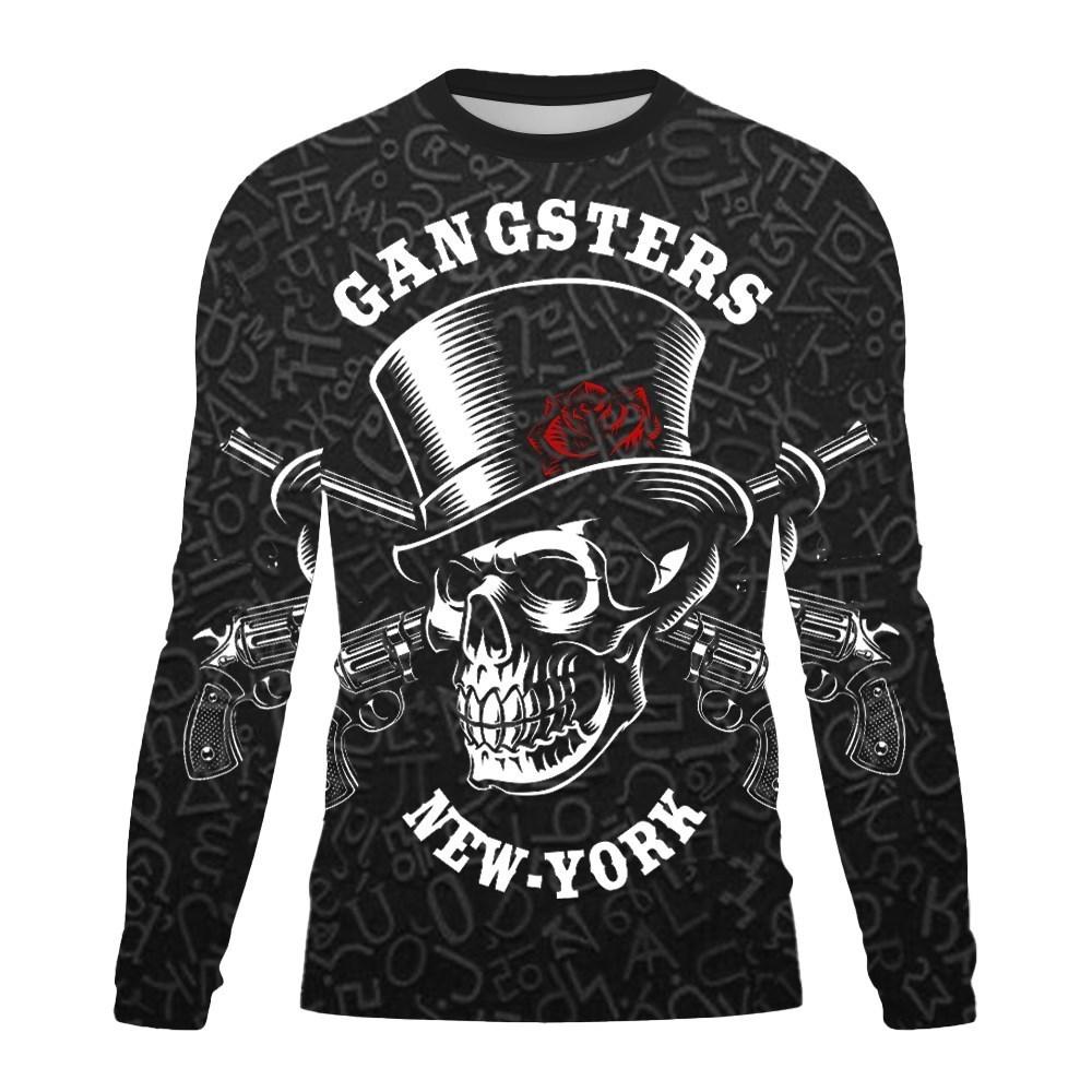 2023 New Man's Retro Skull Round Neck Long Sleeve T-shirt 3D Printing Autumn Top Sweatshirt Pleasure T Shirts Man's Clothing