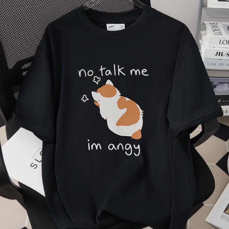 Interesting Cartoon Cat Short Sleeved T-shirt Neutral Casual Versatile Top Cute Cartoon Cat Daily Commuting Casual Home Clothes