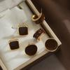 6 Pcs Vintage Brown Resin Earring Set For Women Fashion Simple Maillard C-shaped Irregular Earring Daily Party Jewelry Gift 2026