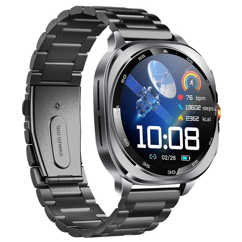 TS400 Men Smart Watch AMOLED Bluetooth Calling GPS Positioning Flashlight Compass Altitude Barometric Pressure Health Monitor