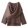 Womens Oversized Knit Poncho Cardigan Sweater Loose Fit Casual Wrap Shawl Collar Long Sleeve
