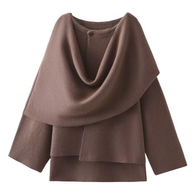 Womens Oversized Knit Poncho Cardigan Sweater Loose Fit Casual Wrap Shawl Collar Long Sleeve