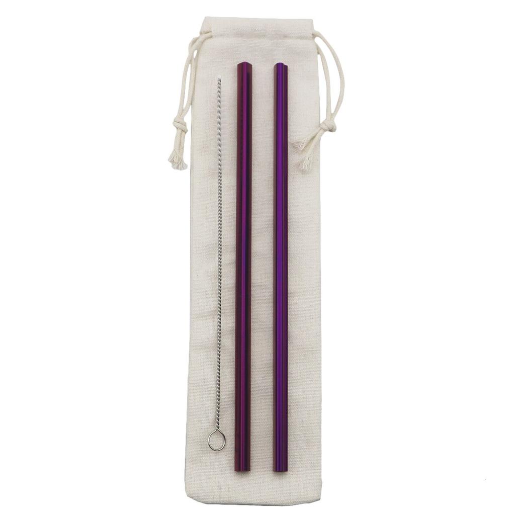 Metallhalm Gjenbrukbart sugerørsett 304 rustfritt stål sugerør rett sugerør med renere børste Festbartilbehør