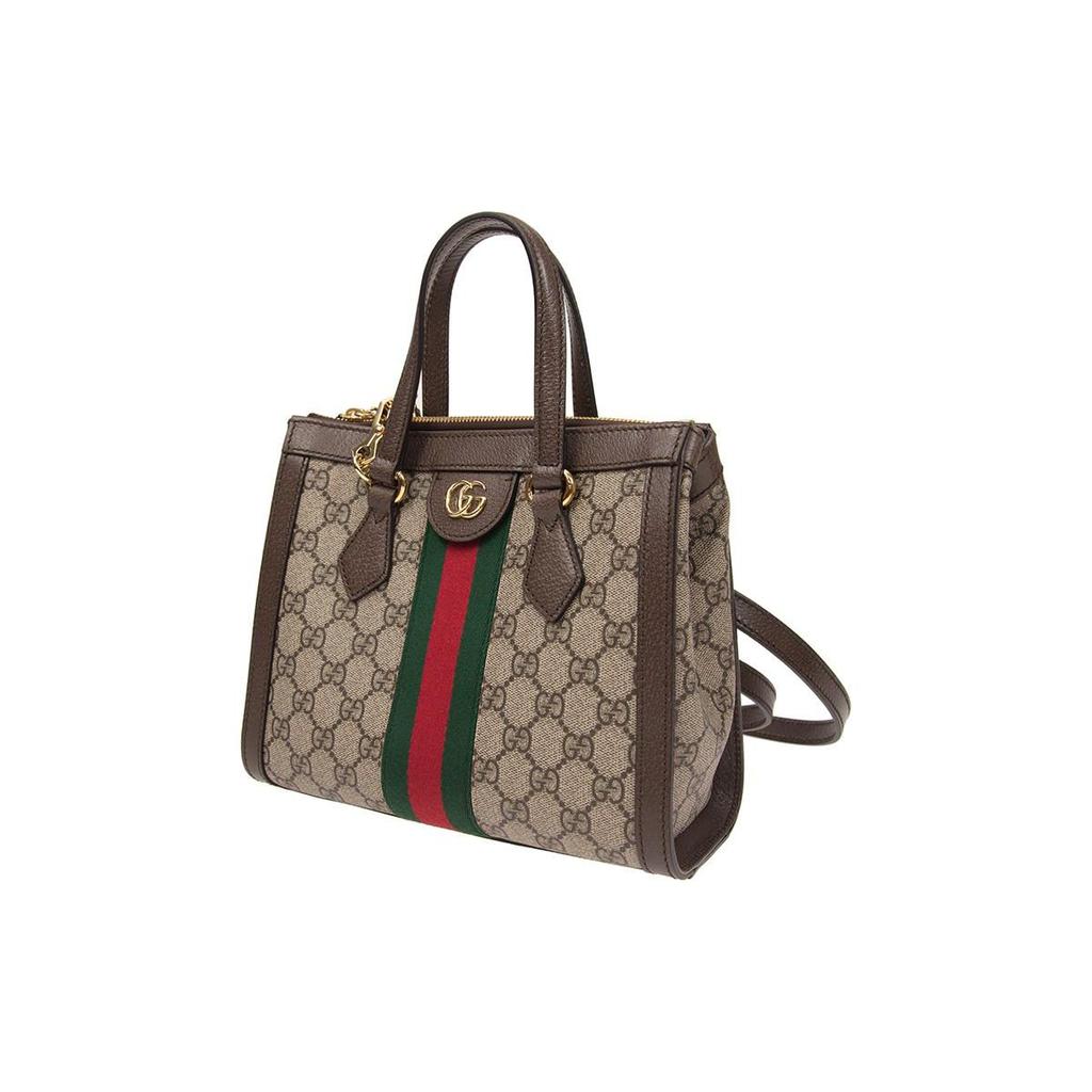 Gucci Ophidia Logo Stripe Web Tote Bag Unisex Tote Ebony Brown 547551-K05NB-8745