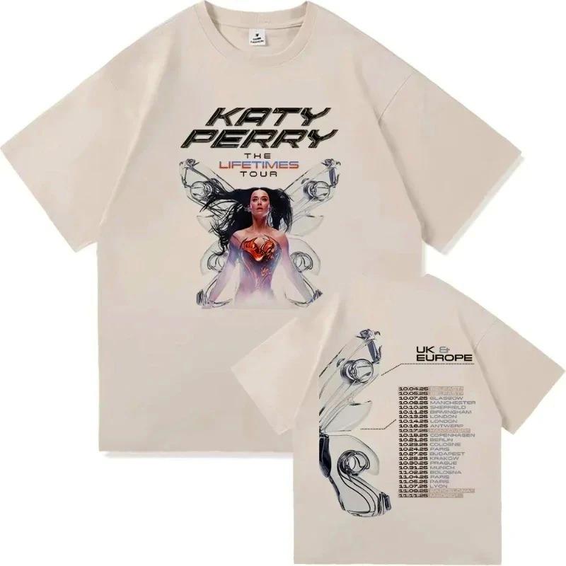 2025 Katy Perry The Lifetimes Tour Print Tee Shirt Men Women Vintage Aesthetic High Quality Oversized Cotton Best Selling Round