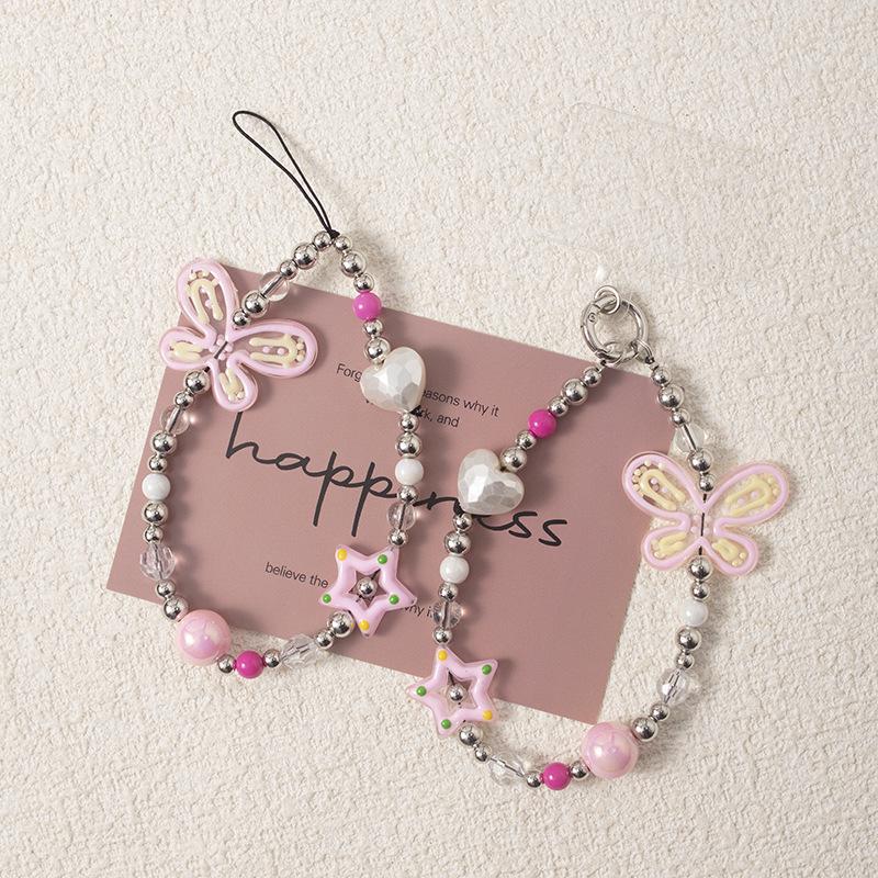 Pinke Schleife Dopamin Handyband: Anti-Verlust Galvanisierte Kette Handgelenkschlaufe