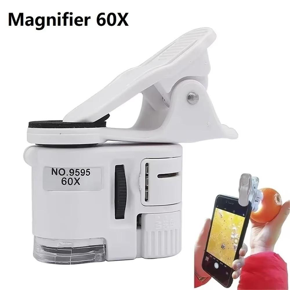 LED UV Lights Pocket Microscope 60X Magnification Zoom Microscope For Stamp