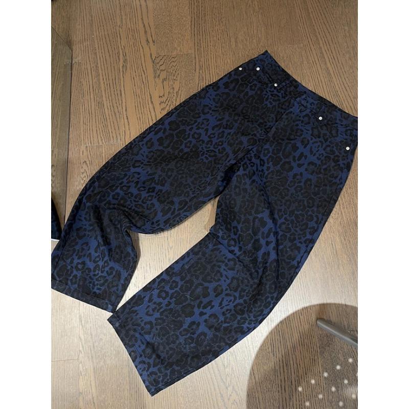 

Tan Leopard Jeans Men Denim Pants Male Oversize Wide Leg Trousers Streetwear Hip Hop Vintage Loose Casual Animal Print XXXL