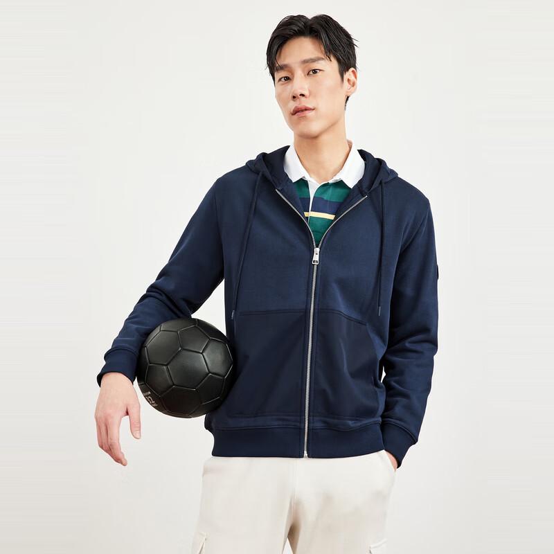 SEPTWOLVES Men's Hooded Patchwork Cardigan