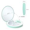 Compact mirror 1x 10x double-sided light foldable makeup portable stepless dimming adjustable angle USB rechargeable gift round mint green.