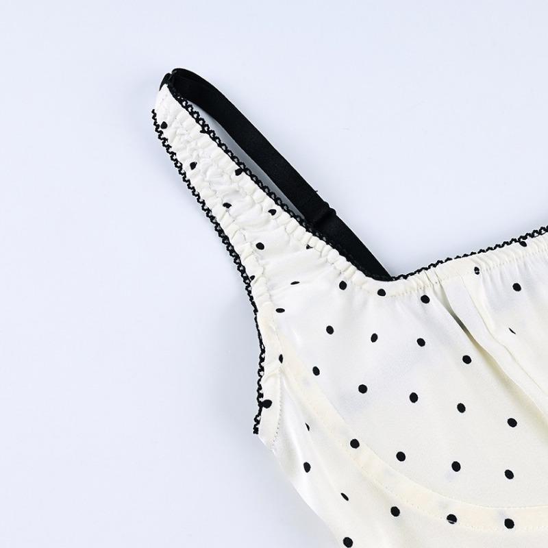 Women Fashion Commuter Polka Dot Slim Spaghetti Strap Camisole Tank Top