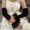 Sweet Mesh Warm Long Fingerless Gloves Knitted Lace Arm Sleeves Elastic Ruffle Decorative Girls Lolita False Cuffs
