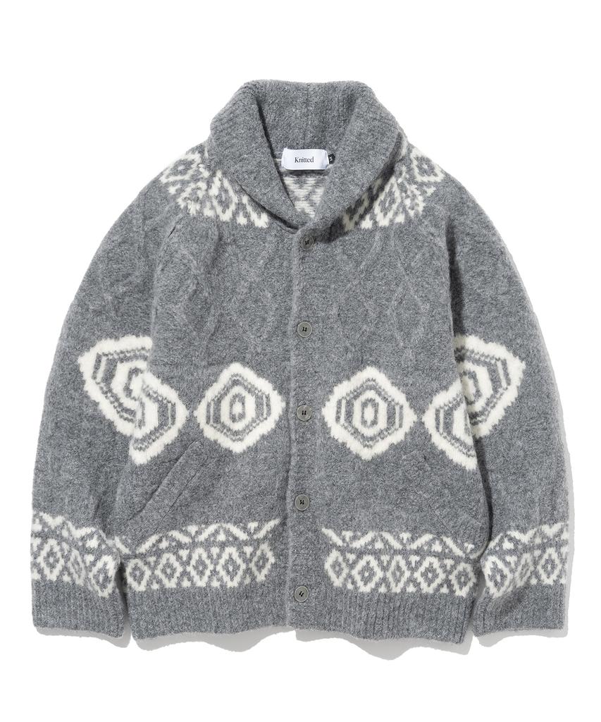 Knitted Bulky Wool Cowichan Jacket Cardigan Grey