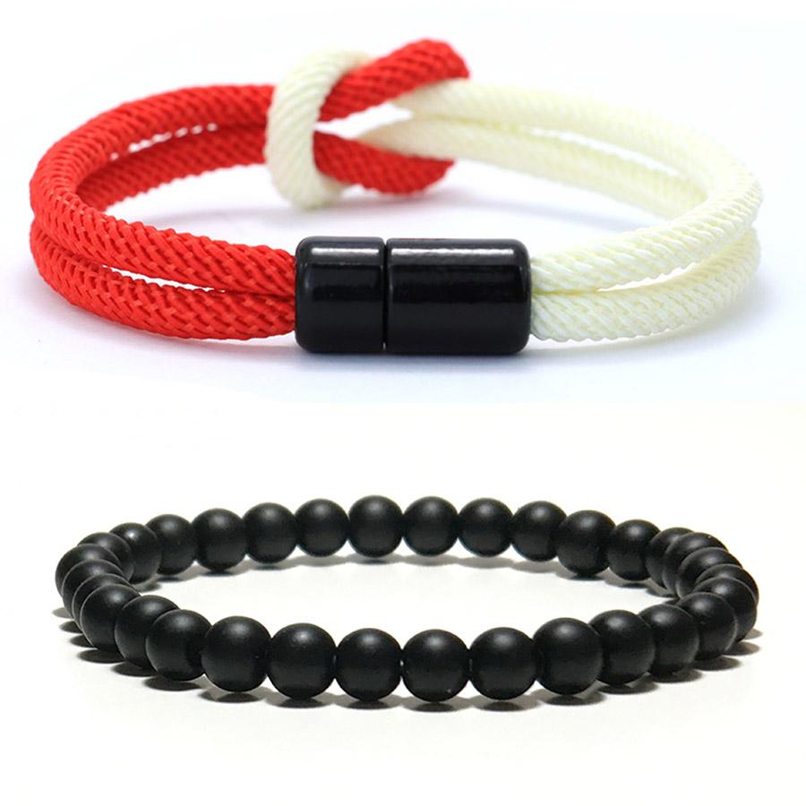 2Pcs Classic Contrasting Color Bracelet Set For Men Grade A 4mm Cord Chain Braslet Ukrainian Flag Element Wrap Braclet Pulseria