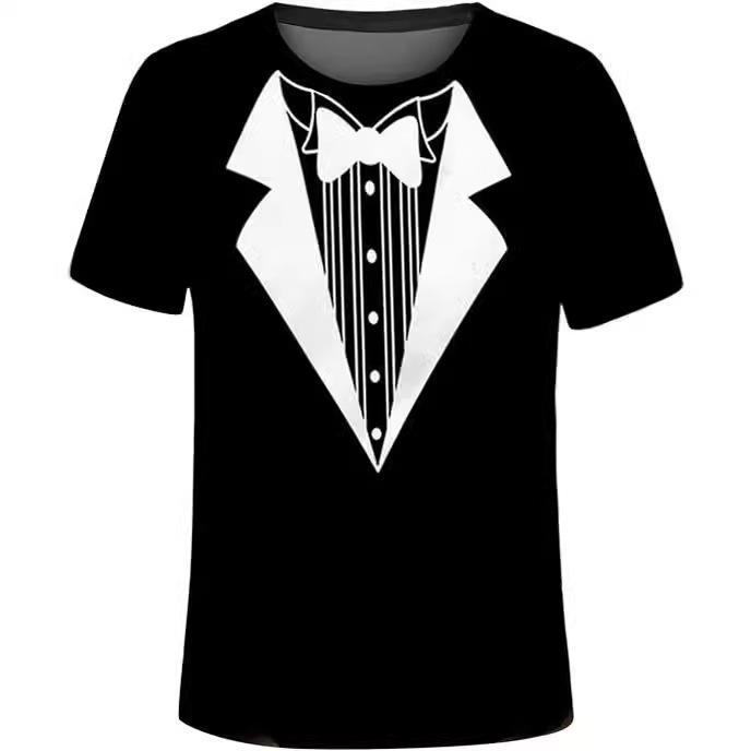 Мужская повседневная 3D-печатная футболка с коротким рукавом забавная уличная с круглым вырезом дышащая удобная спортивная футболка S 1438₽