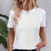 Ladies Summer O Neck Short Sleeve Solid Color Pullover T Shirt Top