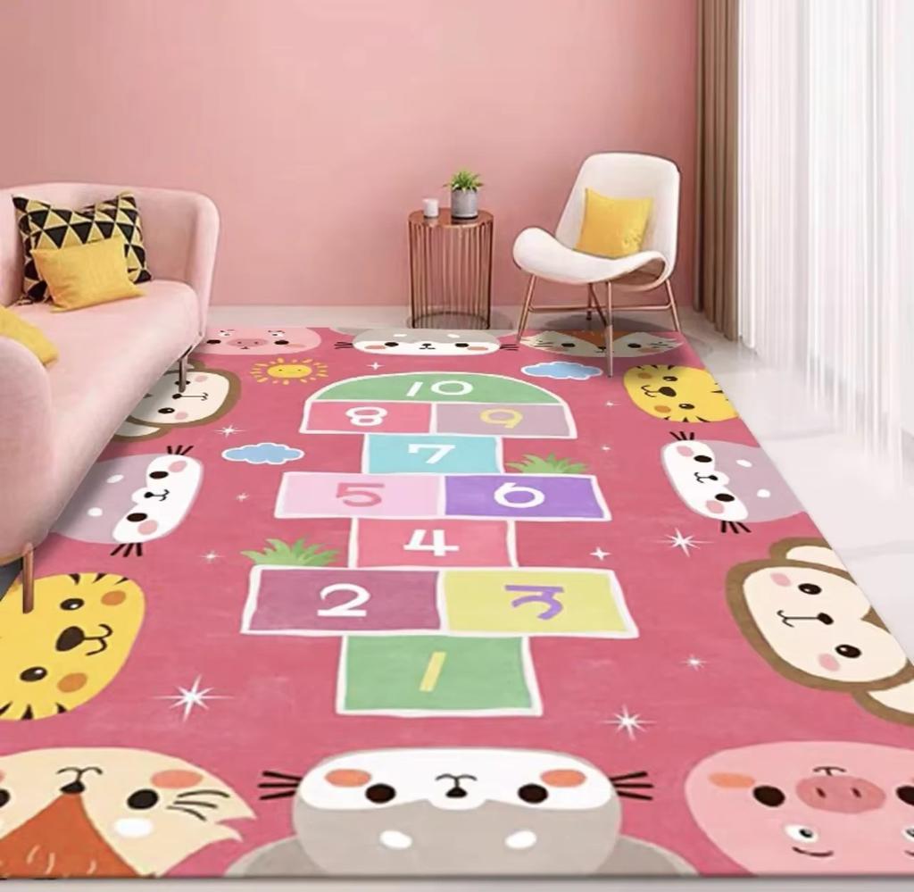 Cartoon Hopscotch Carpet Non-Slip Children's Room Study Table and Chair Mat Kindergarten Play Floor Mat Home Decoration