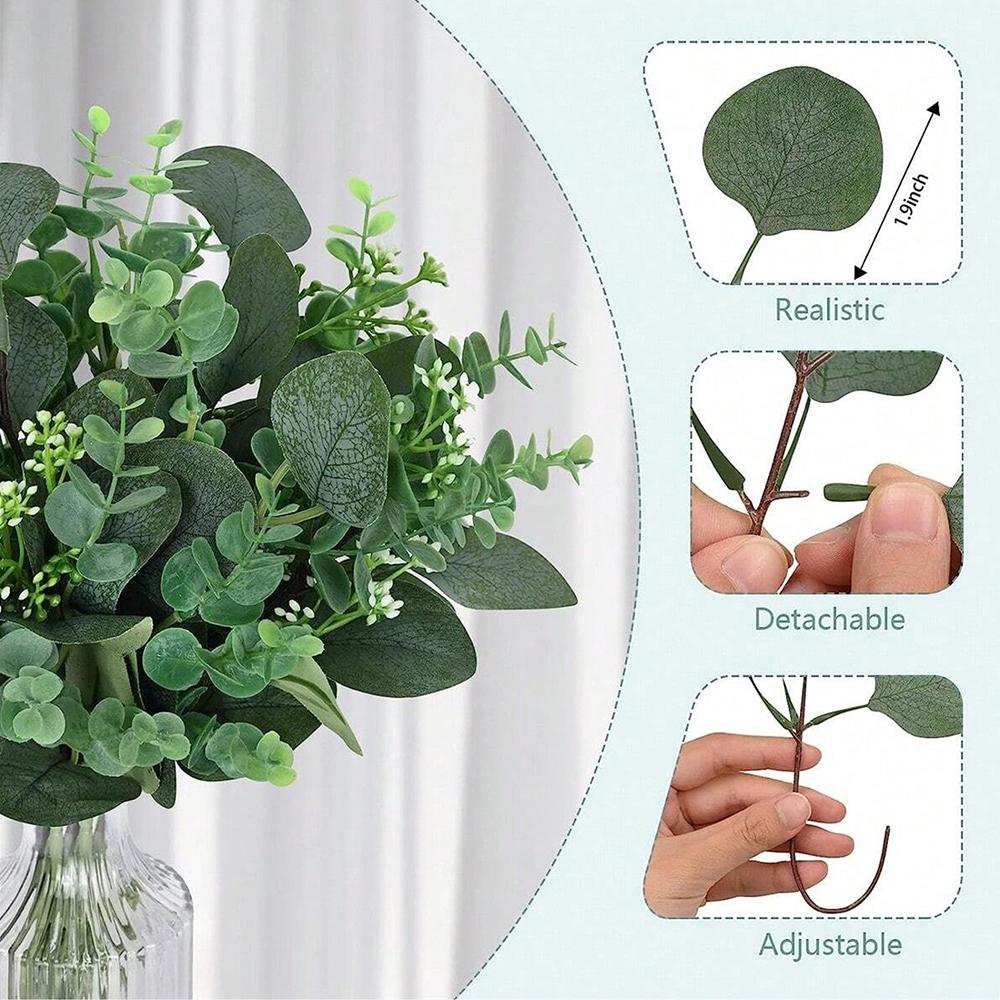 30/60/120Pcs Artificial Eucalyptus Leaves Stems Bulk 3 Kinds Mixed Silver Dollar Eucalyptus Bouquets Floral Wedding Home Decor