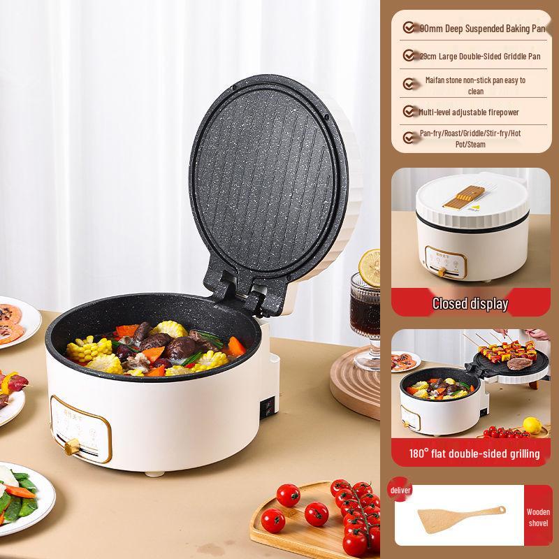 Large Double-Sided Electric Griddle for Home—Deepened Pan for Frying, Grilling, and Baking Pancakes