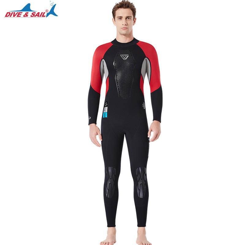 

3MM Wetsuit Men s Wet One-piece Thermal Long-sleeved Waterproof Female Snorkeling Swimsuit XXL