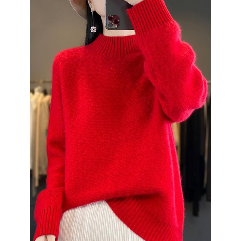 Verdickte Puffärmel Rollkragen Cardigan für Damen Im Herbst und Winter Neuer modischer und vielseitiger Kaschmir-Strick-Basic-Pullover