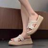 Thick-soled slope heel heightens and cools slippers for women's summer wear 2025 new models with skirts, high heels, one-word beach sandals