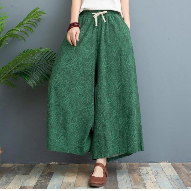 

Женские винтажные летние брюки с эластичной талией в стиле пэчворк, свободные брюки 3XL зелёный