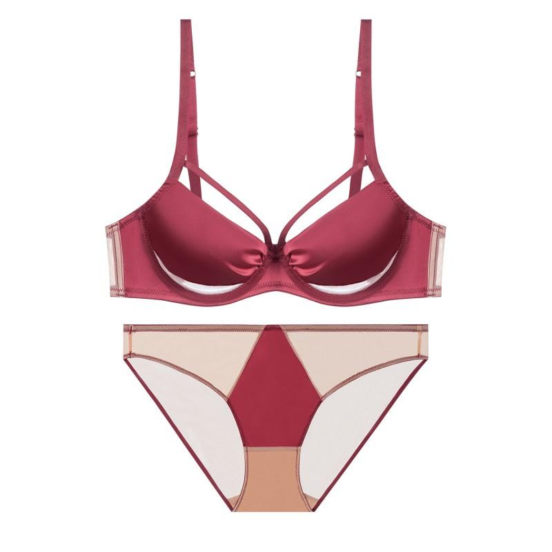 Lace Ultra Thin Bra Set Women Sexy Push Up Comfortable Breathable 3/4 Cup Underwire-Free Lingerie